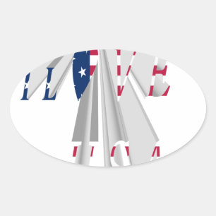 Ascending Patriotism: I Love USA Perspective Art Oval Sticker