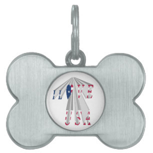Ascending Patriotism: I Love USA Perspective Art Pet Tag