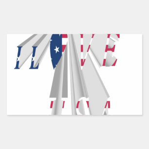 Ascending Patriotism: I Love USA Perspective Art Rectangular Sticker