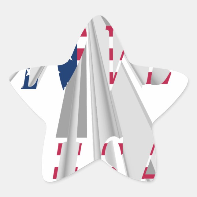 Ascending Patriotism: I Love USA Perspective Art Star Sticker (Front)