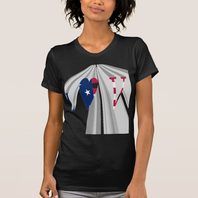 Ascending Patriotism: I Love USA Perspective Art T-Shirt (Front)