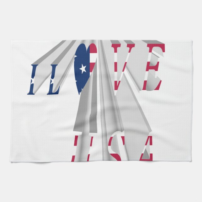 Ascending Patriotism: I Love USA Perspective Art Towel (Horizontal)