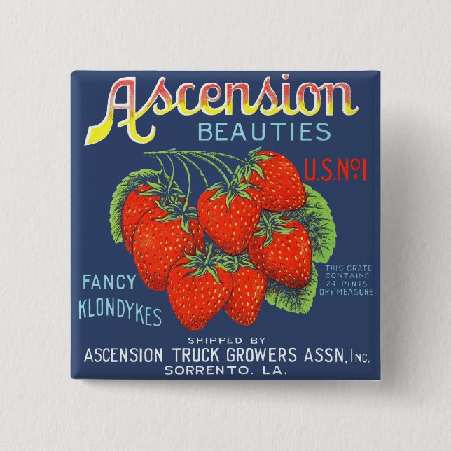 Ascension Beauties Fancy Klondykes Strawberries Button (Front)