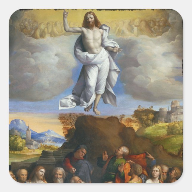 Ascension into Golden Clouds Square Sticker (Front)