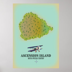 Ascension island british overseas territory map poster
