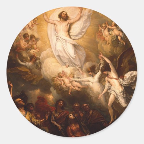 Ascension of Christ with Angels Classic Round Sticker