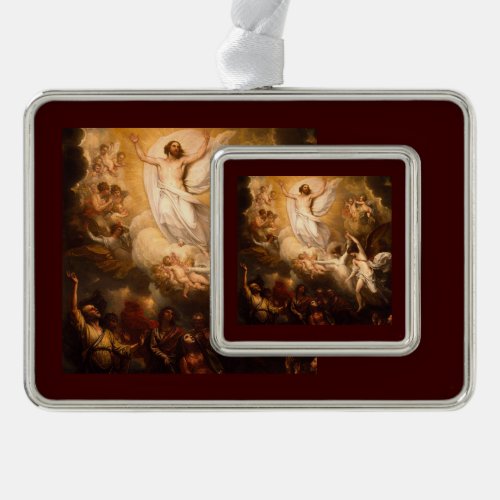 Ascension of Christ with Angels Silver Plated Framed Ornament