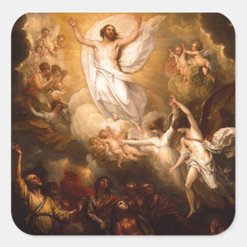 Ascension of Christ with Angels Square Sticker