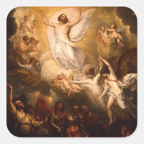 Ascension of Christ with Angels Square Sticker