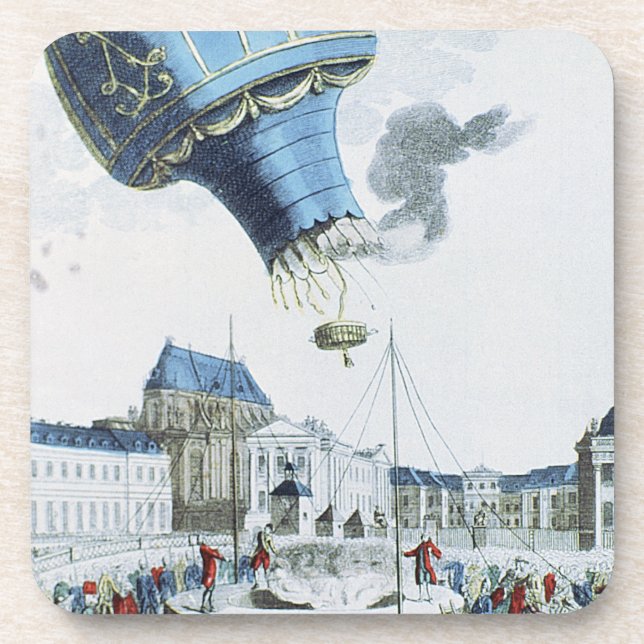 Ascent of the Montgolfier brothers hot-air balloon Drink Coaster (Front)