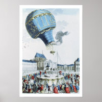 Ascent of the Montgolfier brothers hot-air balloon Poster