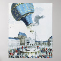 Ascent of the Montgolfier brothers hot-air balloon Poster