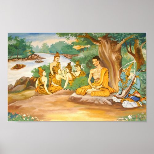 Ascetic Bodhisatta Gotama with the Group of Five Poster