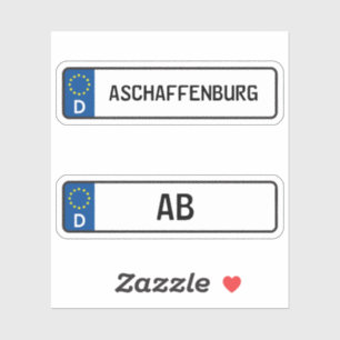 Aschaffenburg kennzeichen, German Car License Plat Sticker