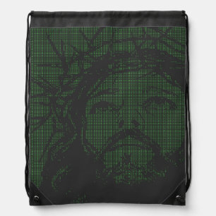 ASCII Art Jesus Crown Of Thorns John 19:30 Drawstring Bag