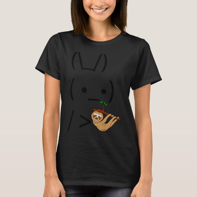 Ascii Bunny Rabbit Holding A Sloth T-Shirt (Front)