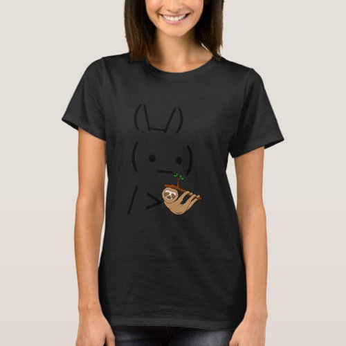 Ascii Bunny Rabbit Holding A Sloth T_Shirt