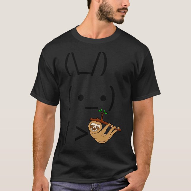 Ascii Bunny Rabbit Holding A Sloth T-Shirt (Front)