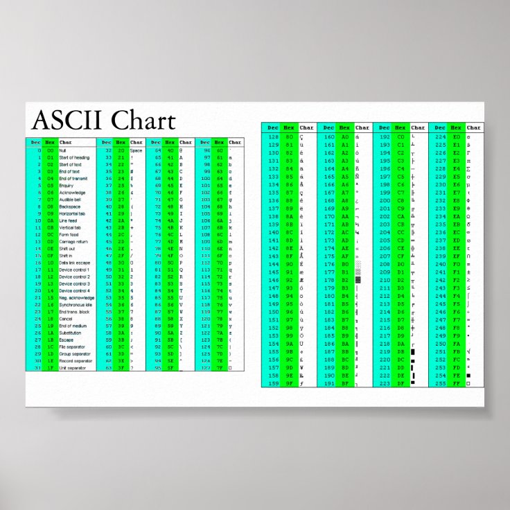 ASCII Chart For All | Zazzle