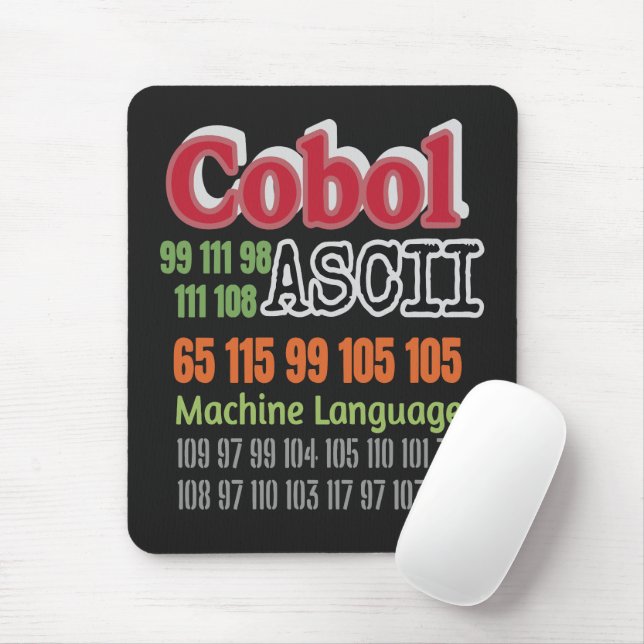 Ascii Cobol Programming Machine Language Mouse Pad (With Mouse)