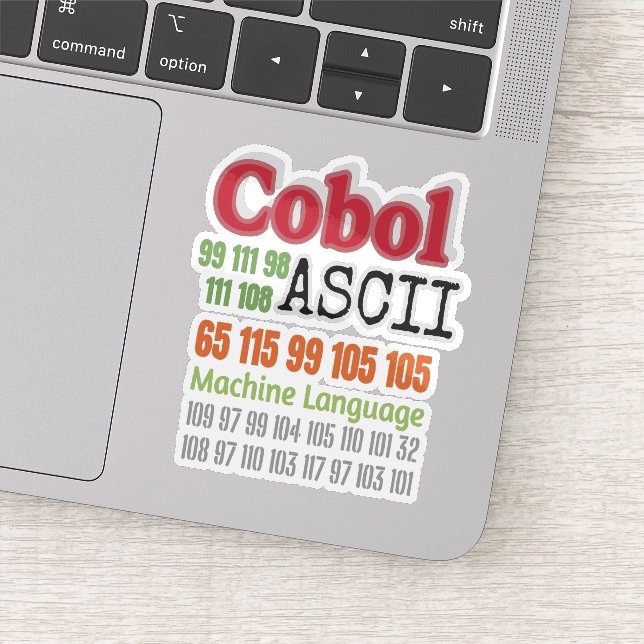 Ascii Cobol Programming Machine Language Sticker (Detail)