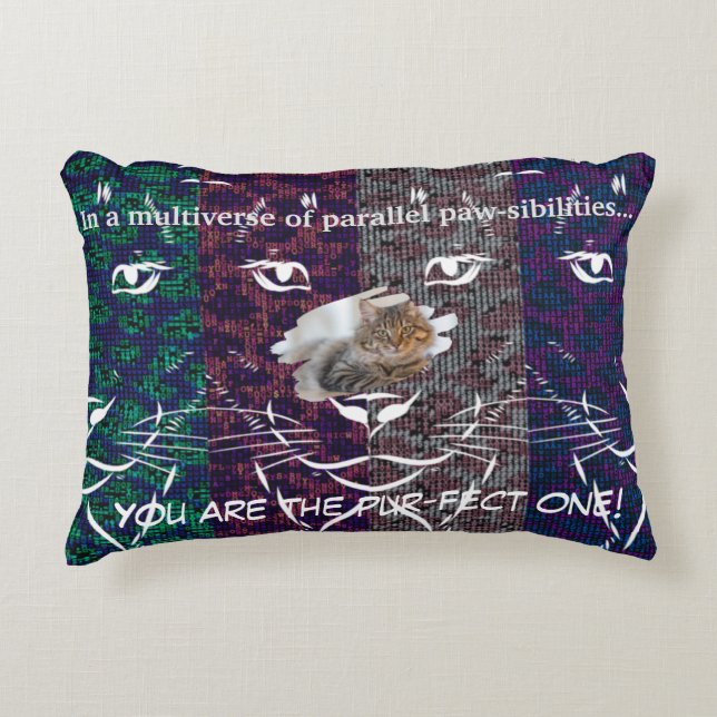 Ascii multi-colored pixelated cats accent pillow (Front)