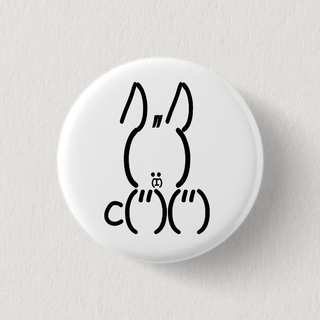 ASCII Rabbit Pinback Button (Front)