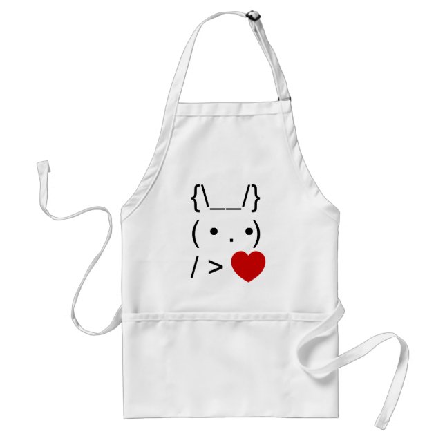 ASCII Text Art Bunny Rabbit Give Heart Adult Apron (Front)