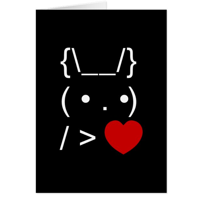 ASCII Text Art Bunny Rabbit Give Heart Card (Front)