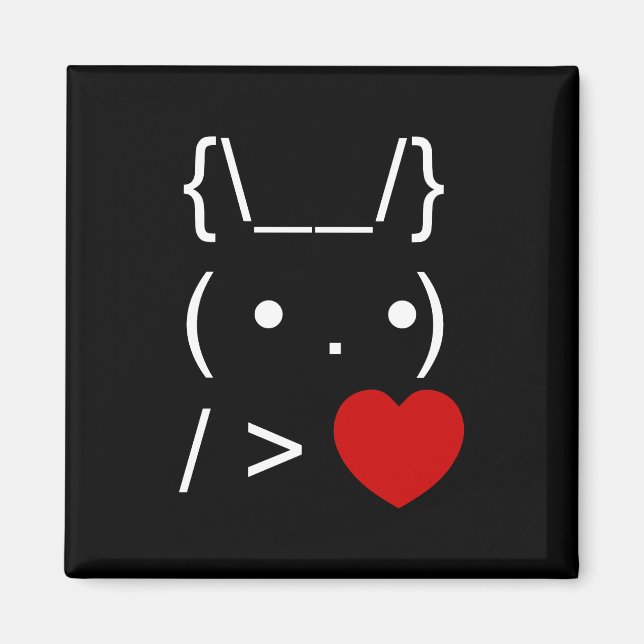 ASCII Text Art Bunny Rabbit Give Heart Magnet (Front)