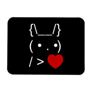 ASCII Text Art Bunny Rabbit Give Heart Magnet