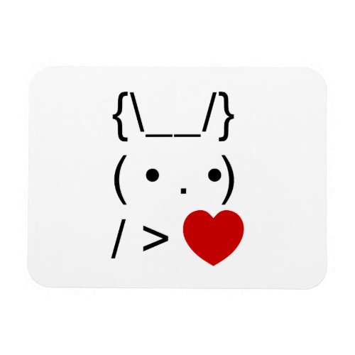 ASCII Text Art Bunny Rabbit Give Heart Magnet