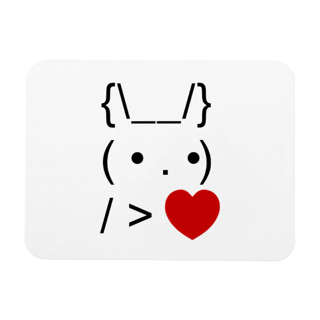ASCII Text Art Bunny Rabbit Give Heart Magnet | Zazzle