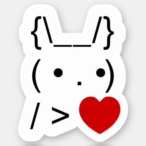 ASCII Text Art Bunny Rabbit Give Heart Sticker