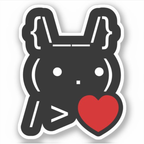 ASCII Text Art Bunny Rabbit Give Heart Sticker