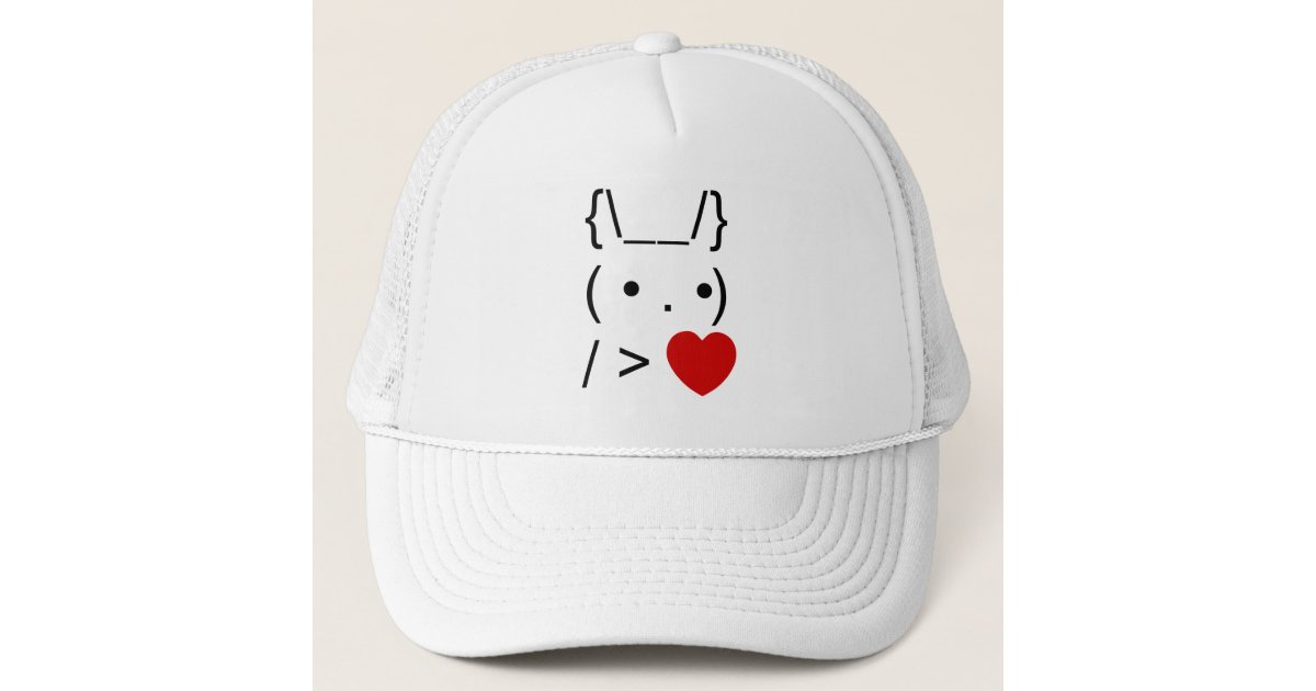 ASCII Text Art Bunny Rabbit Give Heart Trucker Hat | Zazzle