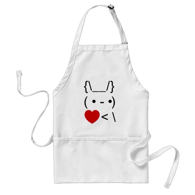 ASCII Text Art Bunny Rabbit Take Heart Back Adult Apron (Front)