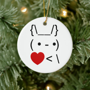 ASCII Text Art Bunny Rabbit Take Heart Back Ceramic Ornament