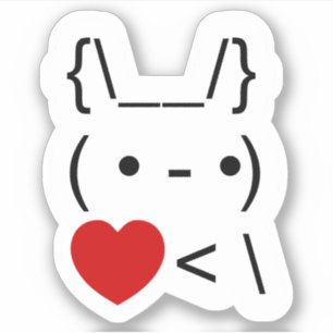 ASCII Text Art Bunny Rabbit Take Heart Back Sticker