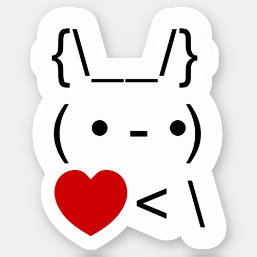 ASCII Text Art Bunny Rabbit Take Heart Back Sticker