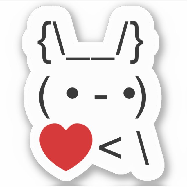 ASCII Text Art Bunny Rabbit Take Heart Back Sticker (Front)