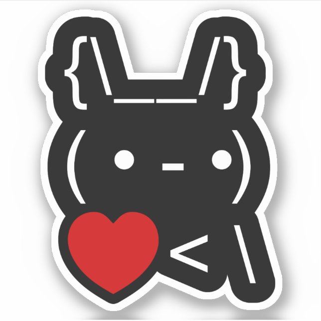 ASCII Text Art Bunny Rabbit Take Heart Back Sticker (Front)