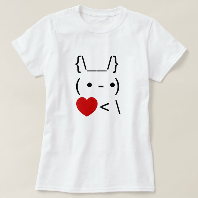 ASCII Text Art Bunny Rabbit Take Heart Back T-Shirt (Design Front)