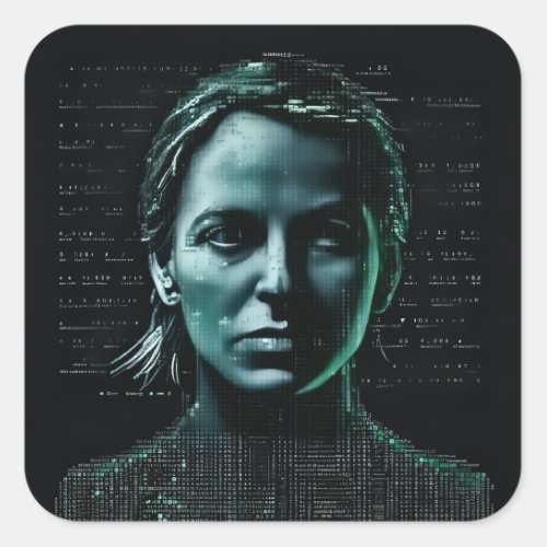 ASCII Woman Scientist Square Sticker