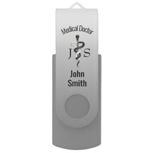 Asclepius Classy Noble Medical Elegant Black White Flash Drive