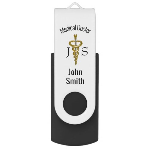 Asclepius Classy Noble Medical Elegant Gold Silver Flash Drive