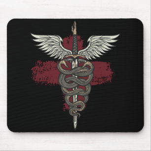 Asclepius Greek Mythology Medicine God Snake Rod Mouse Pad