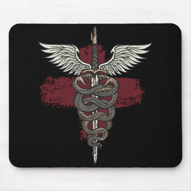 Asclepius Greek Mythology Medicine God Snake Rod Mouse Pad (Front)