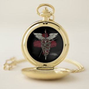 Asclepius Greek Mythology Medicine God Snake Rod Pocket Watch