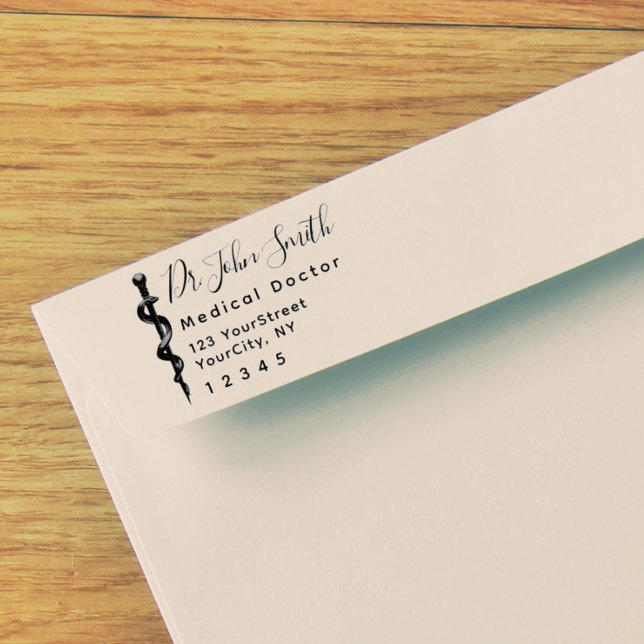 Asclepius Modern Script Medical Return Address Sel Self-inking Stamp (Creator Uploaded)